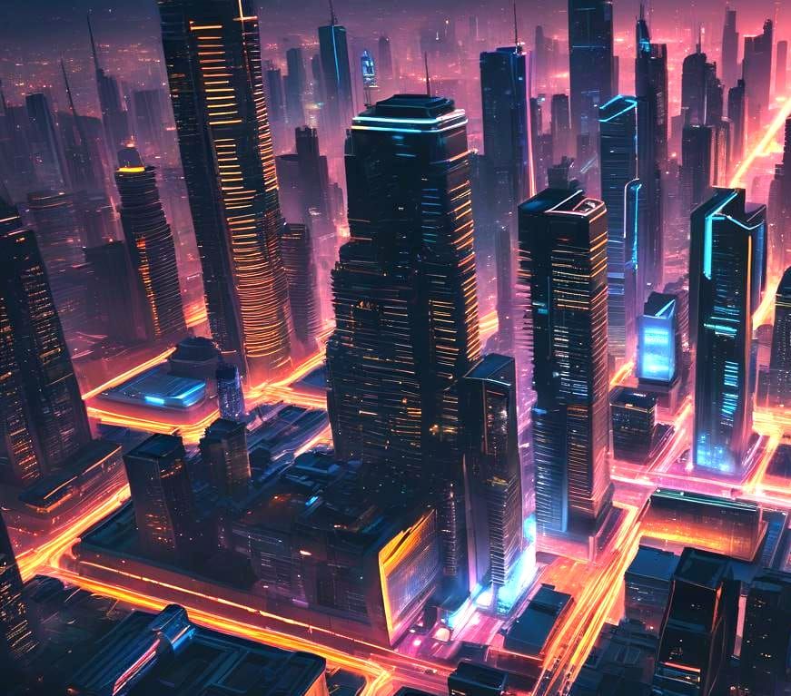 Neon Metropolis of the Future in Synthwave Style