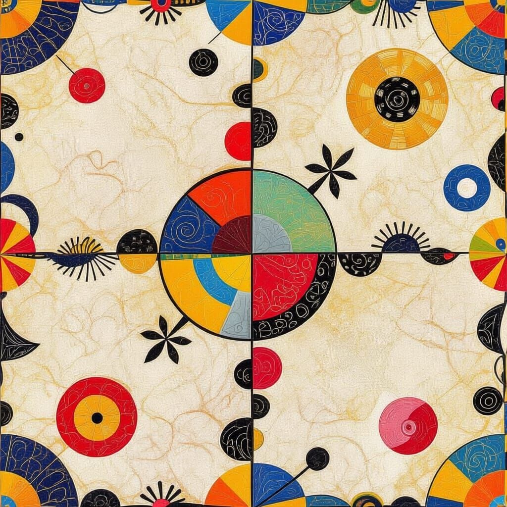 Abstract Seamless Pattern: Twombly Forms & Kandinsky Symbols