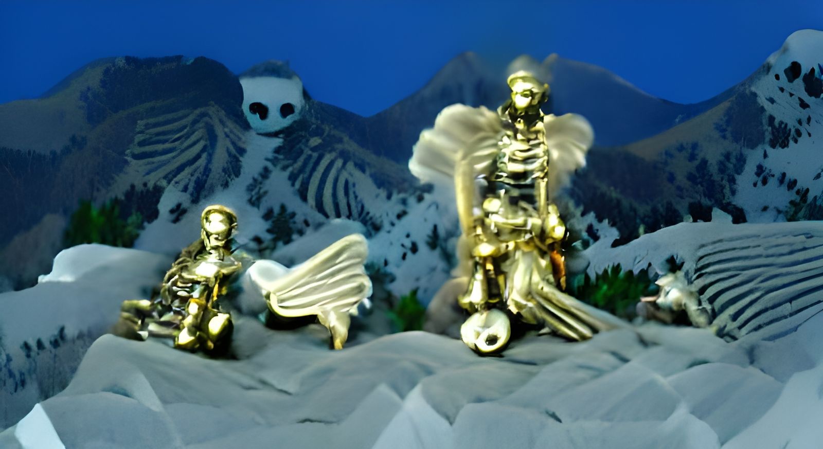 Skeletal Guardian Angel on Mountain of Bones