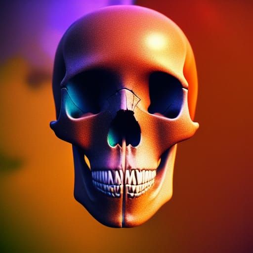 A 90s 3D render of a skull