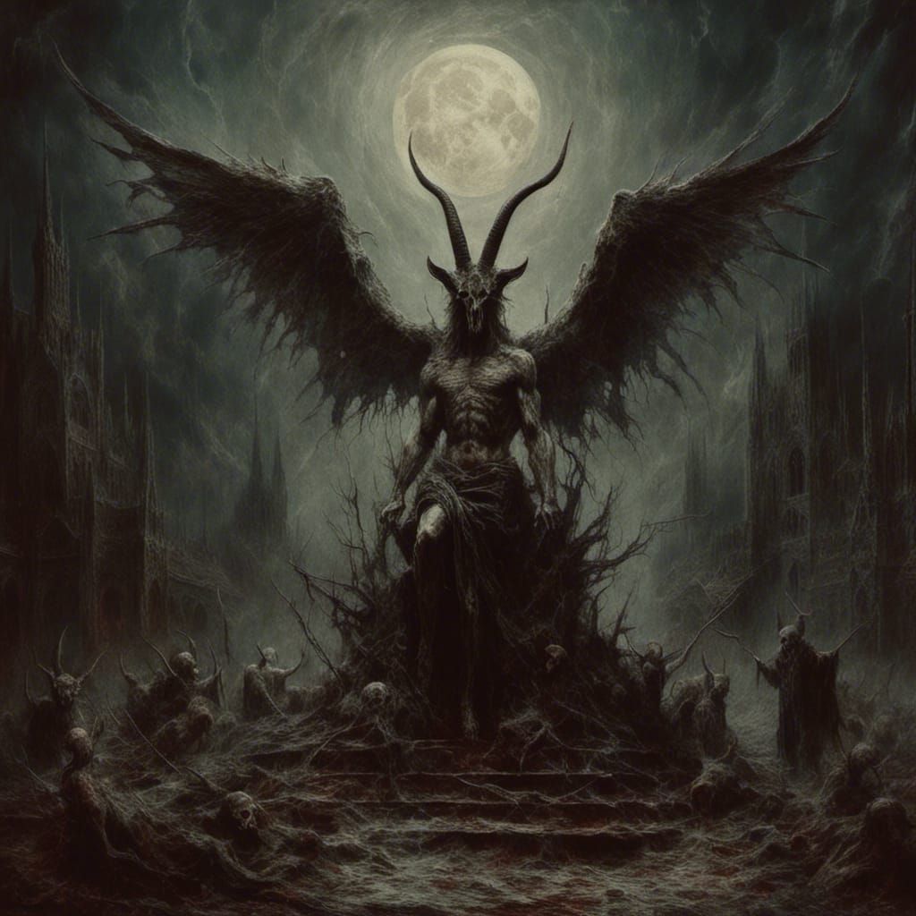 Macabre Baphomet in Gustave Doré Style
