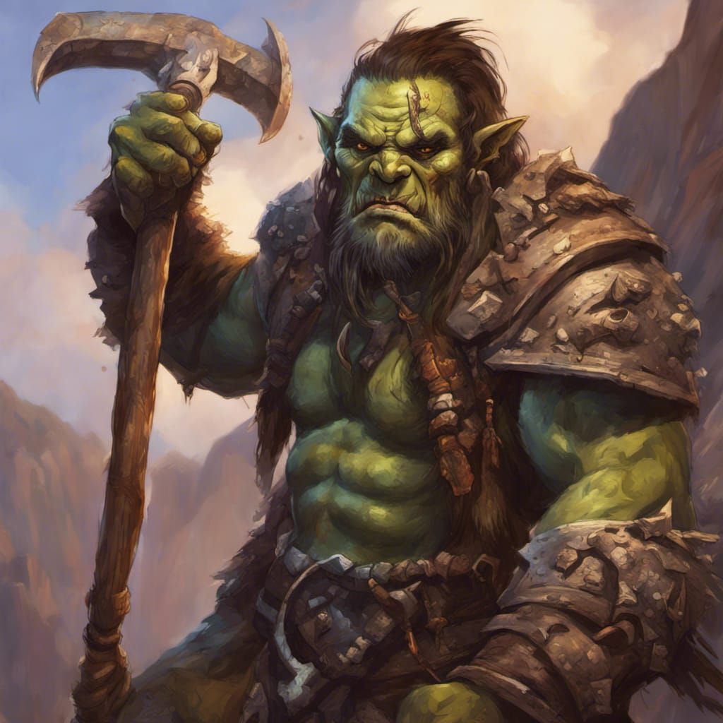 Orc Chieftain Seeks Help: Hyperrealistic Concept Art