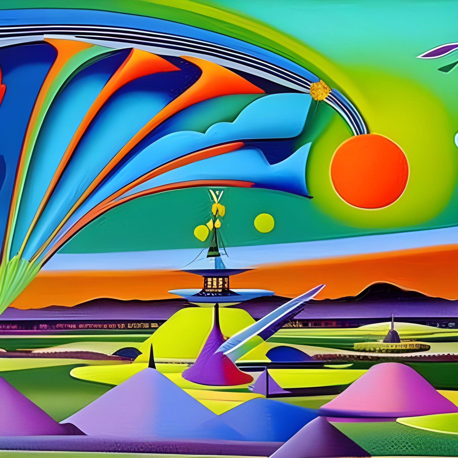 Psychedelic Precisionist Surreal Signal Reception Painting