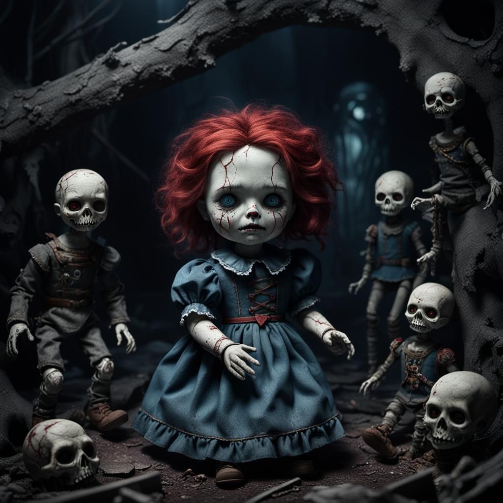 Unsettling Cracked Doll: Dark Fantasy Concept Art
