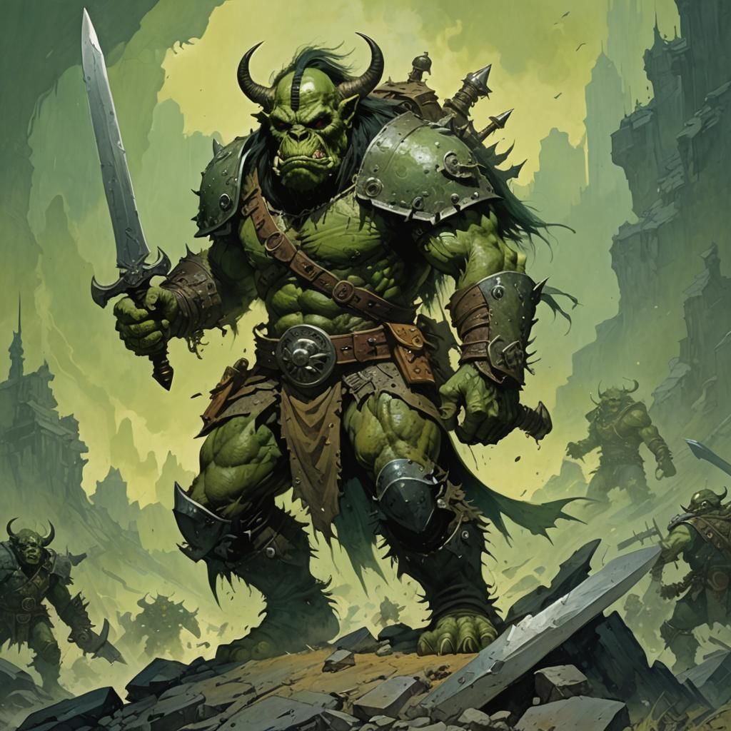 Warrior Ork in Dark Fantasy Style