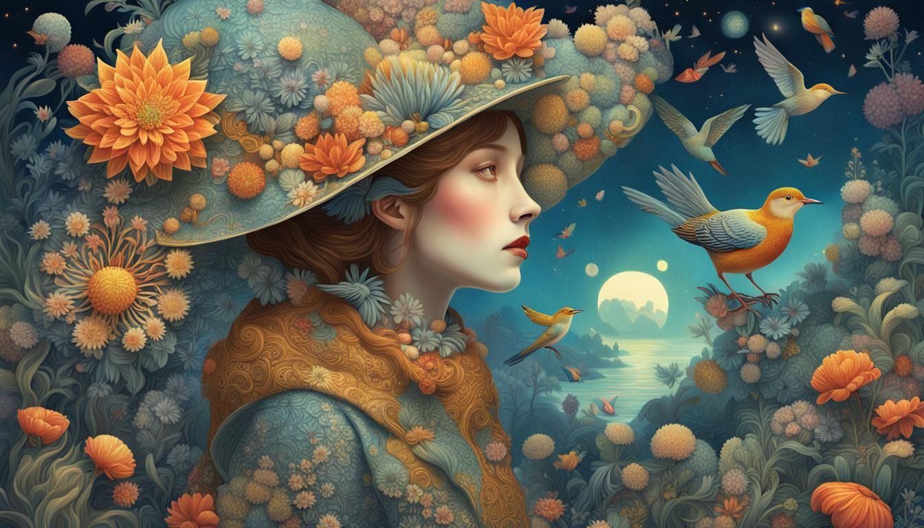 Fairytale Magic Realism: Stars, Birds, and Flowers