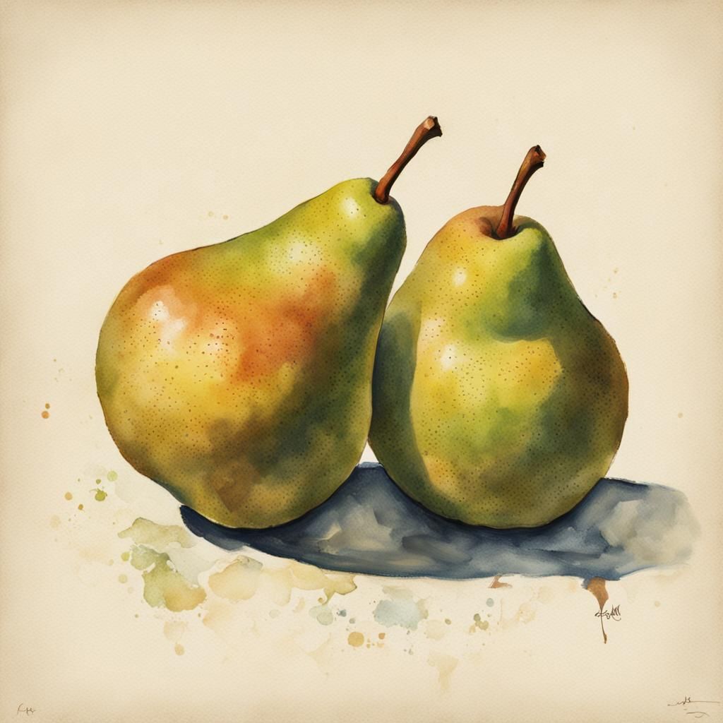 Elegant Still Life of Two Ripe Pears