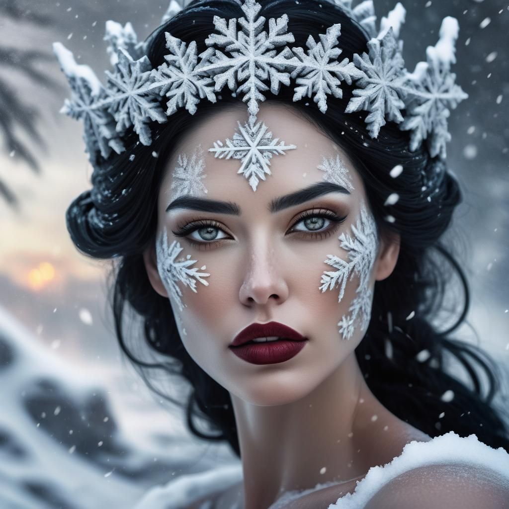 Snow Queen Portrait in Black and White