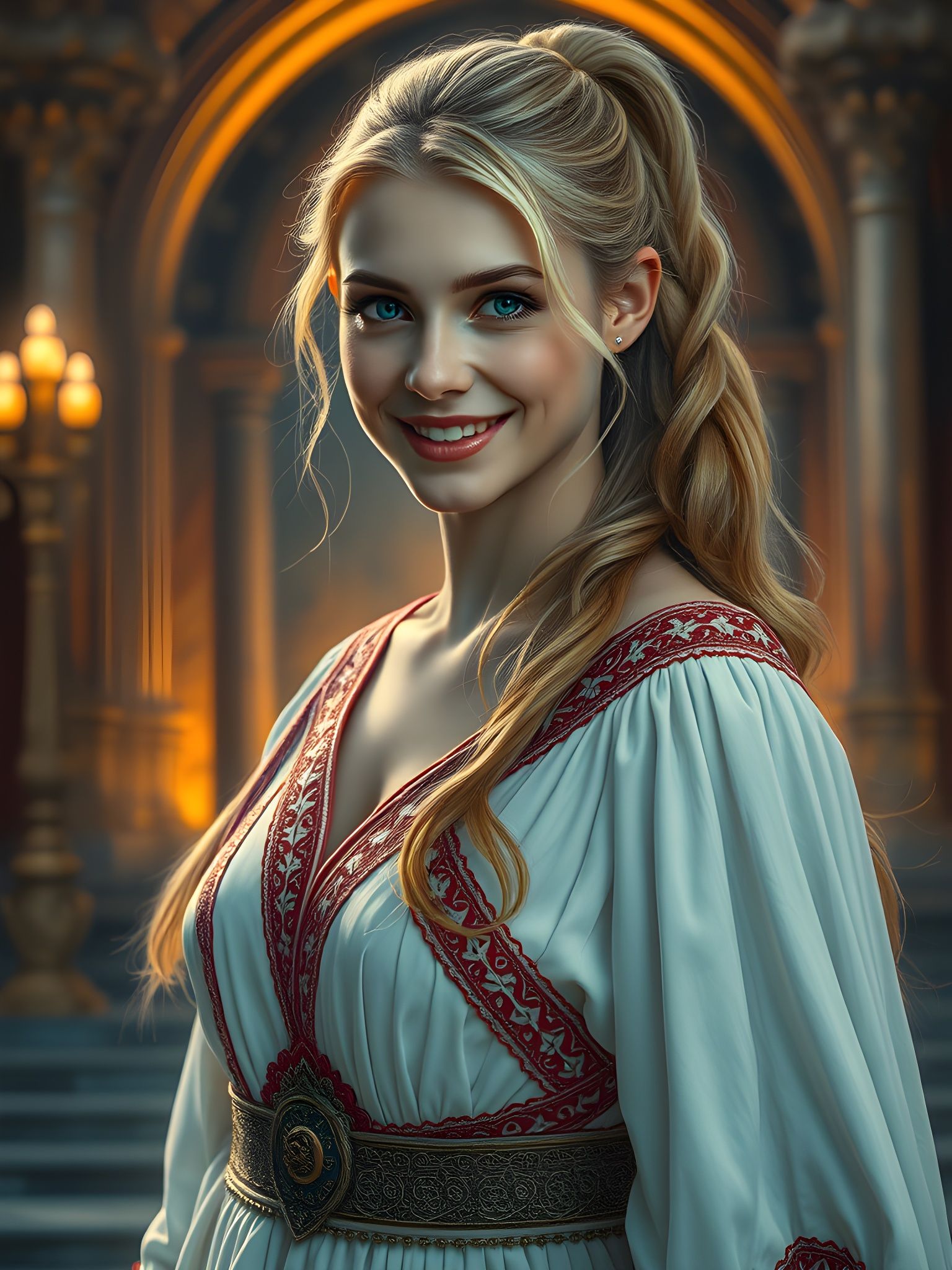 Norse Goddess in Hyperrealistic Oil Painting