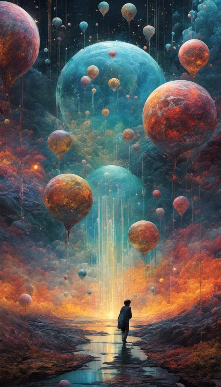 Surreal Oil and Water Mix with Bizarre Creatures