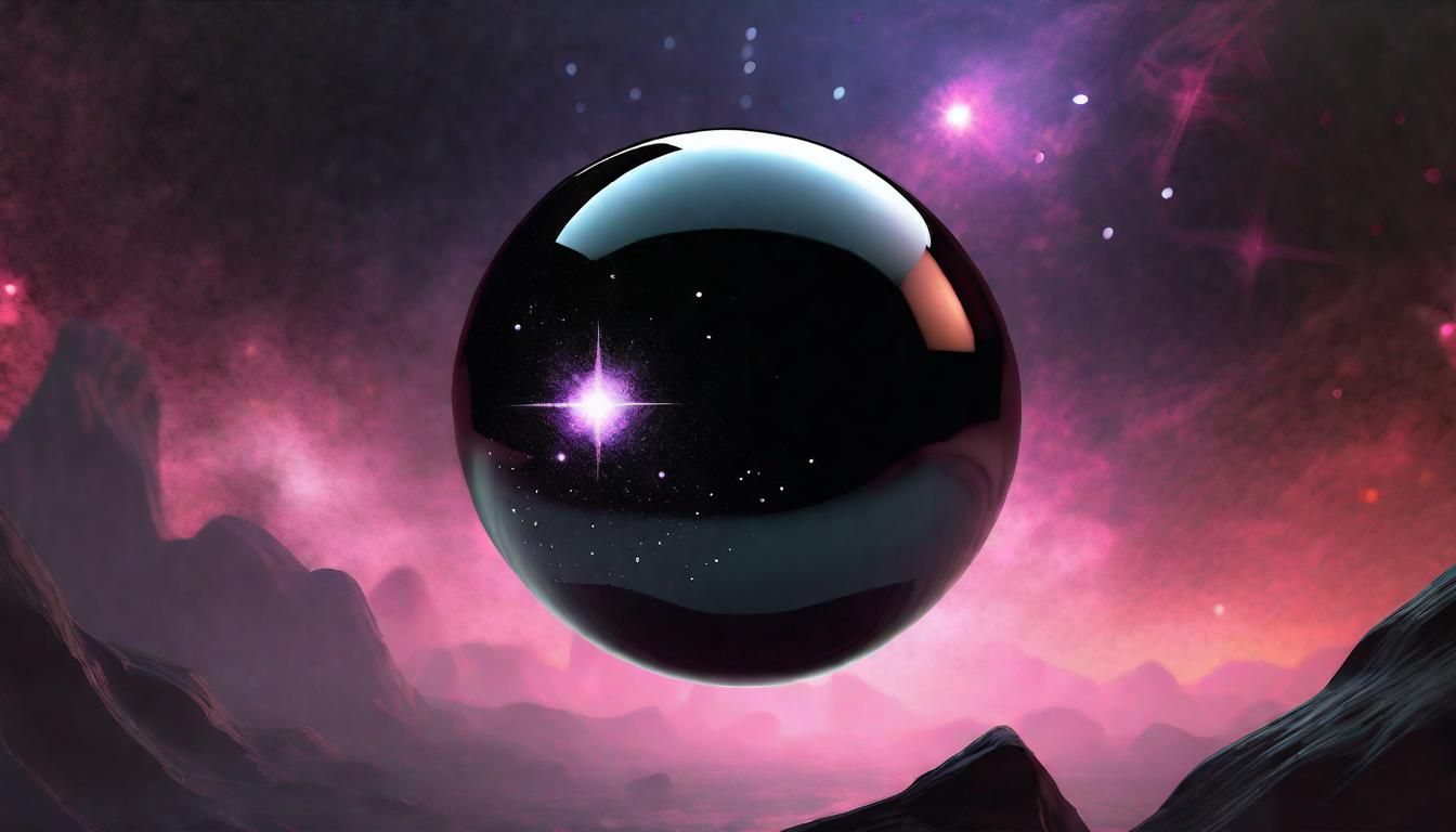 Mysterious Obsidian Orb in Star Nebula: Surreal Concept Art