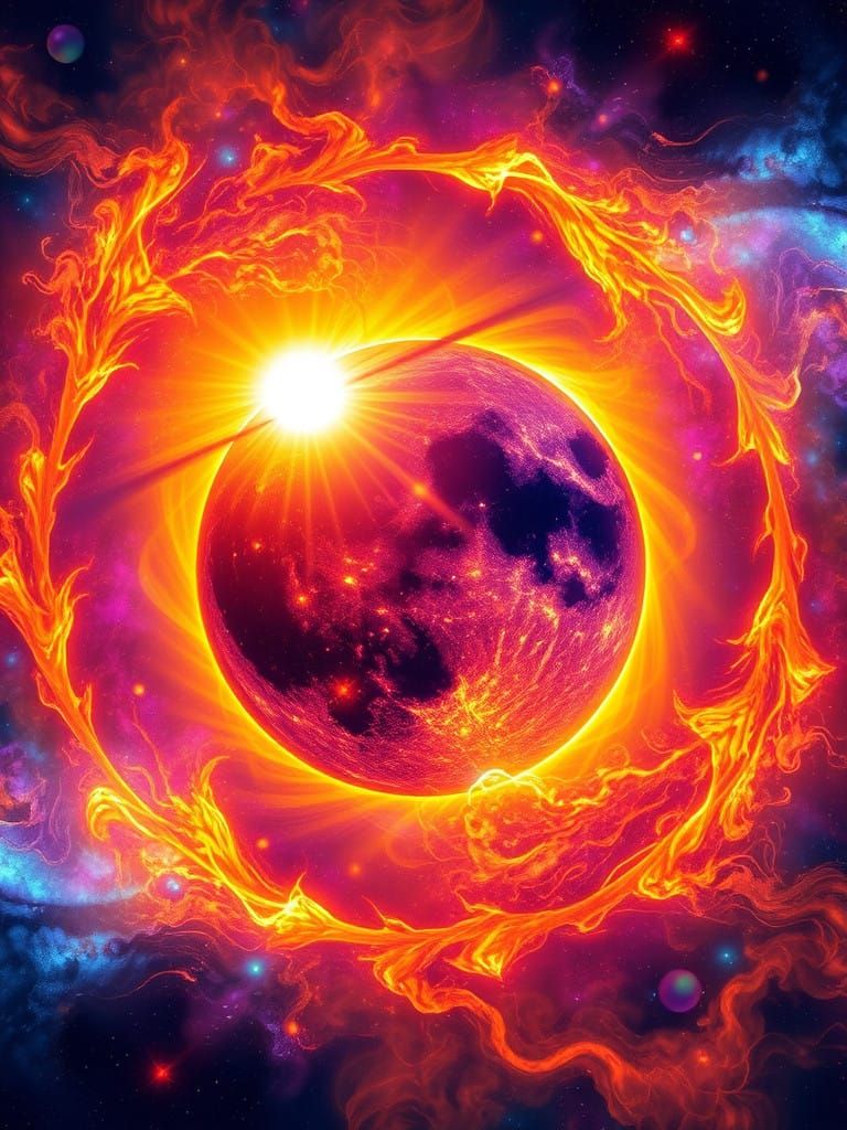 Ethereal Dance of Sunlight and Moonlight in Cosmic Harmony