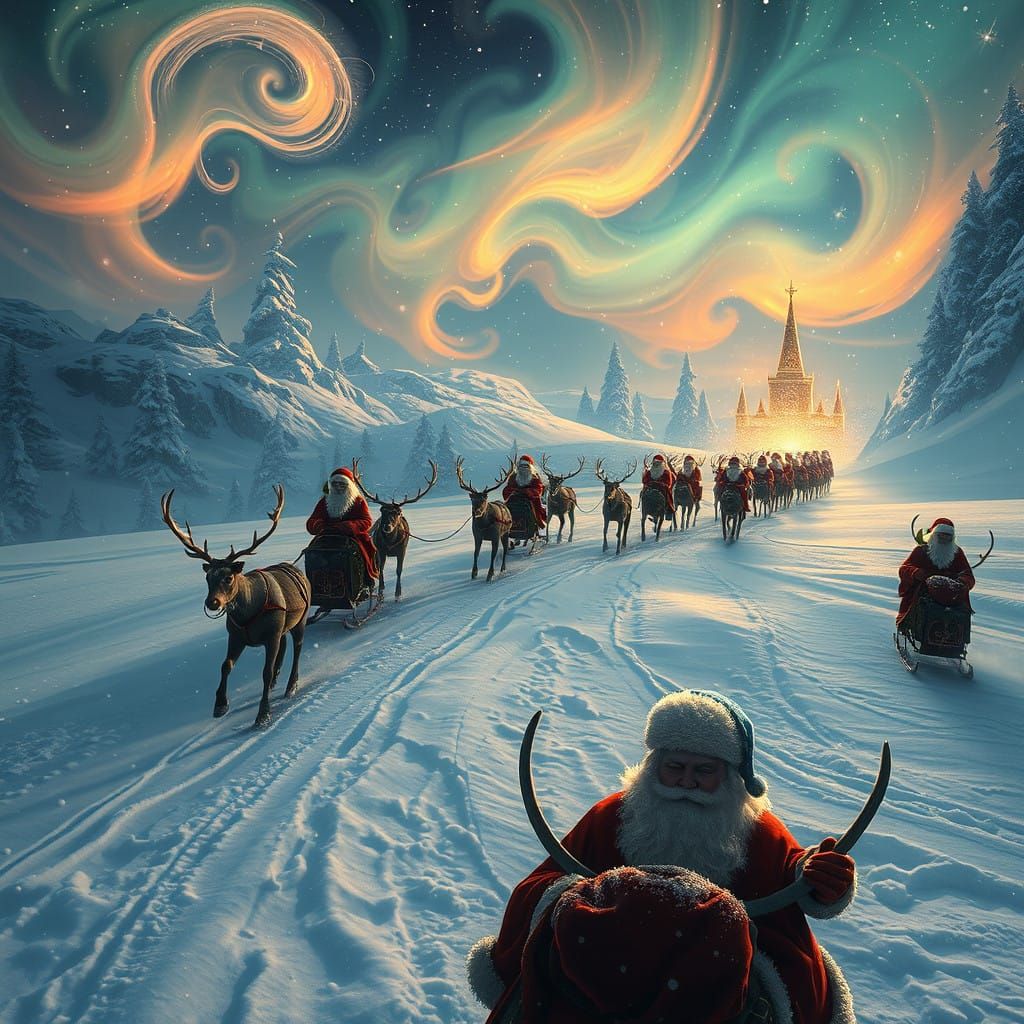 Magical Convergence of Santas and Reindeer at the North Pole