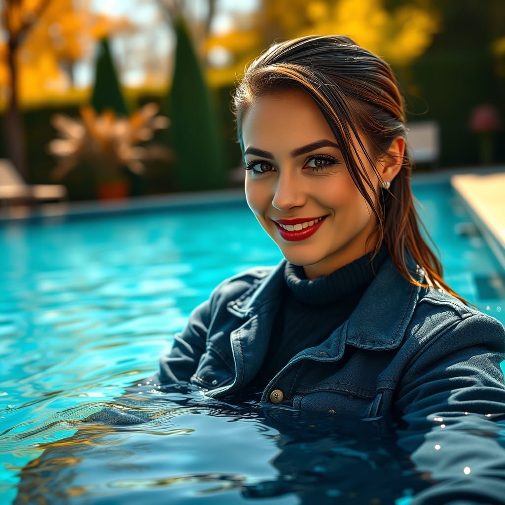 Glamorous Pool Selfie Portrait
