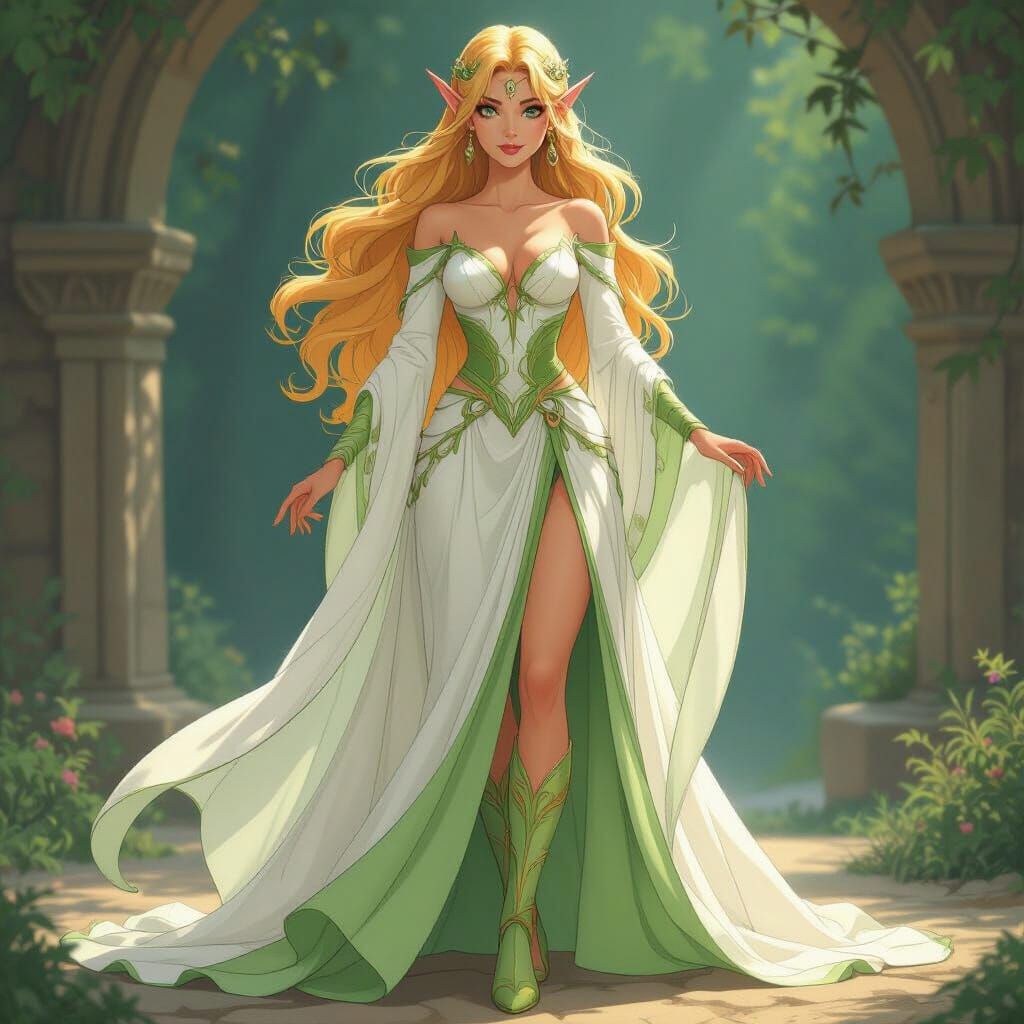 Elf Girl in Animated Ethereal Style