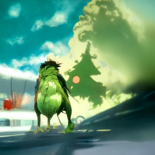 Grinch in Studio Ghibli Anime Style