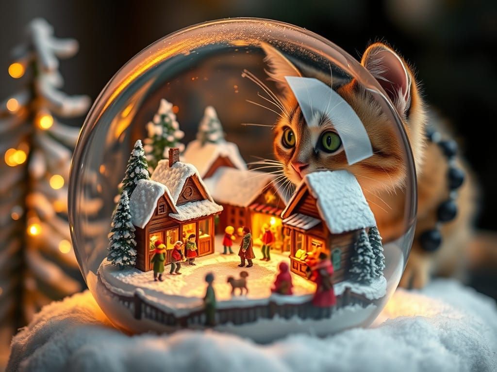 Whimsical Winter Wonderland Inside Delicate Glass Snow Globe