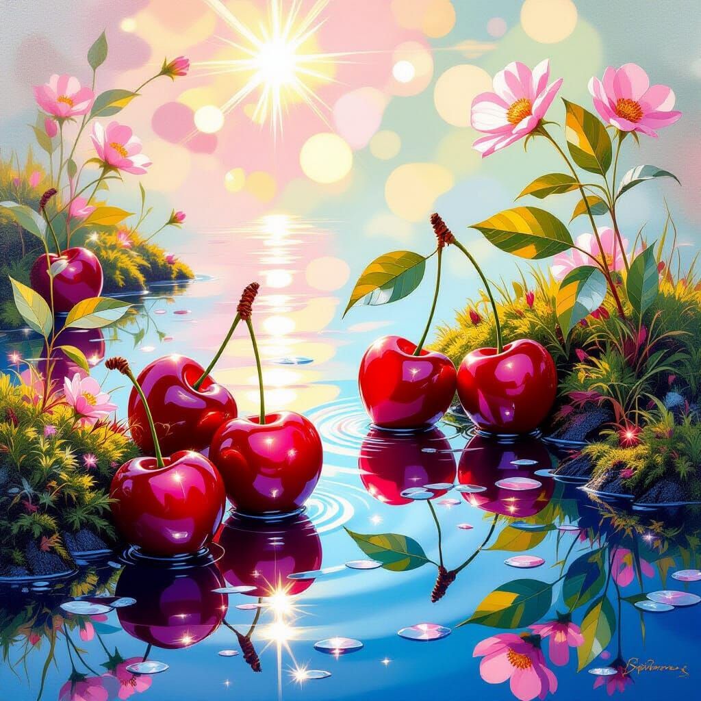 Radiant Cherries in Metamodern Style