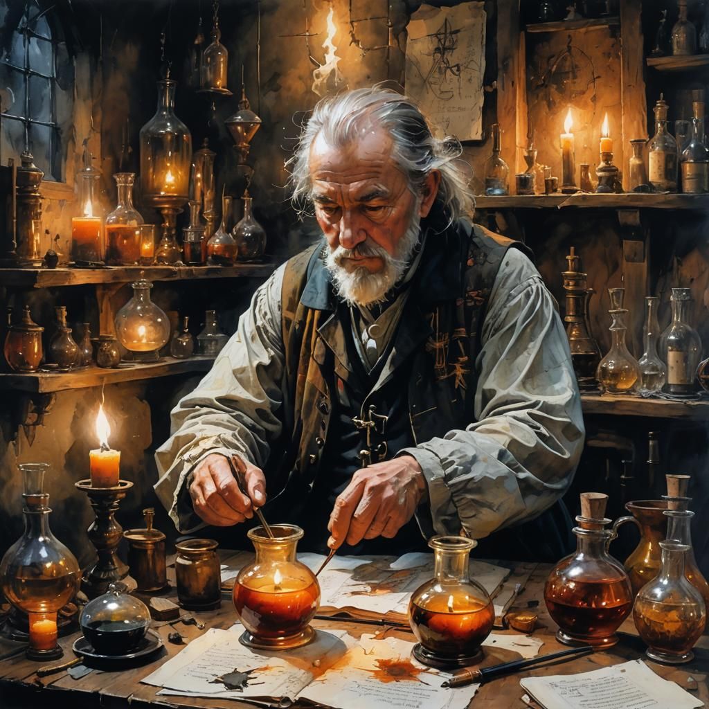 Medieval Alchemist's Lair by Candlelight