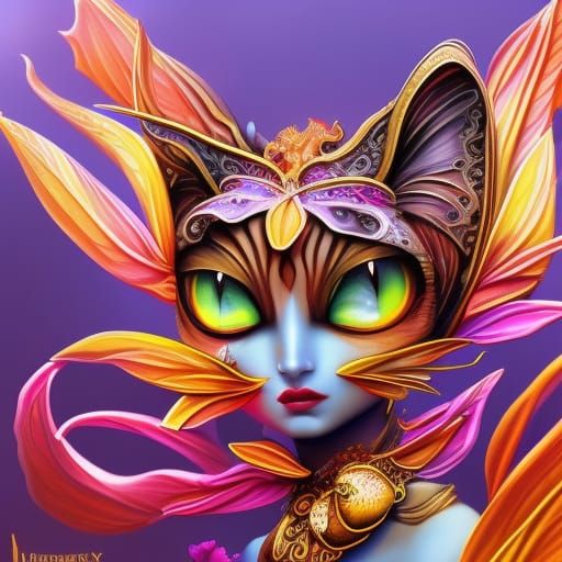 Anthropomorphic Flower Pixie with Amber Eyes