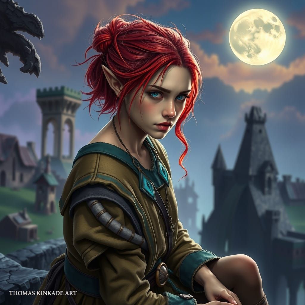 Ethereal Half-Orc, Half-Elf Woman in Lunar Glow