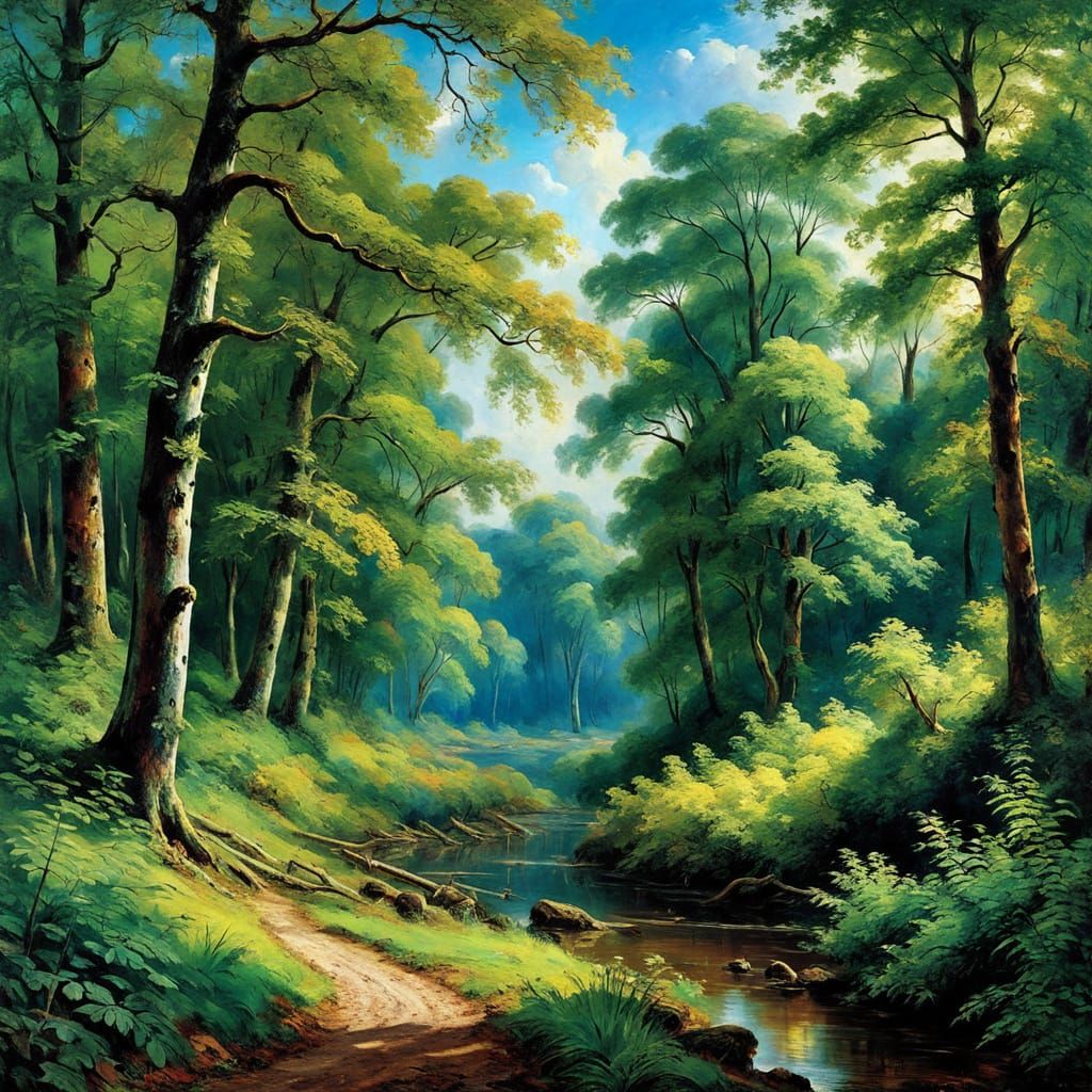 Vibrant Forest Landscape in John Constable Style