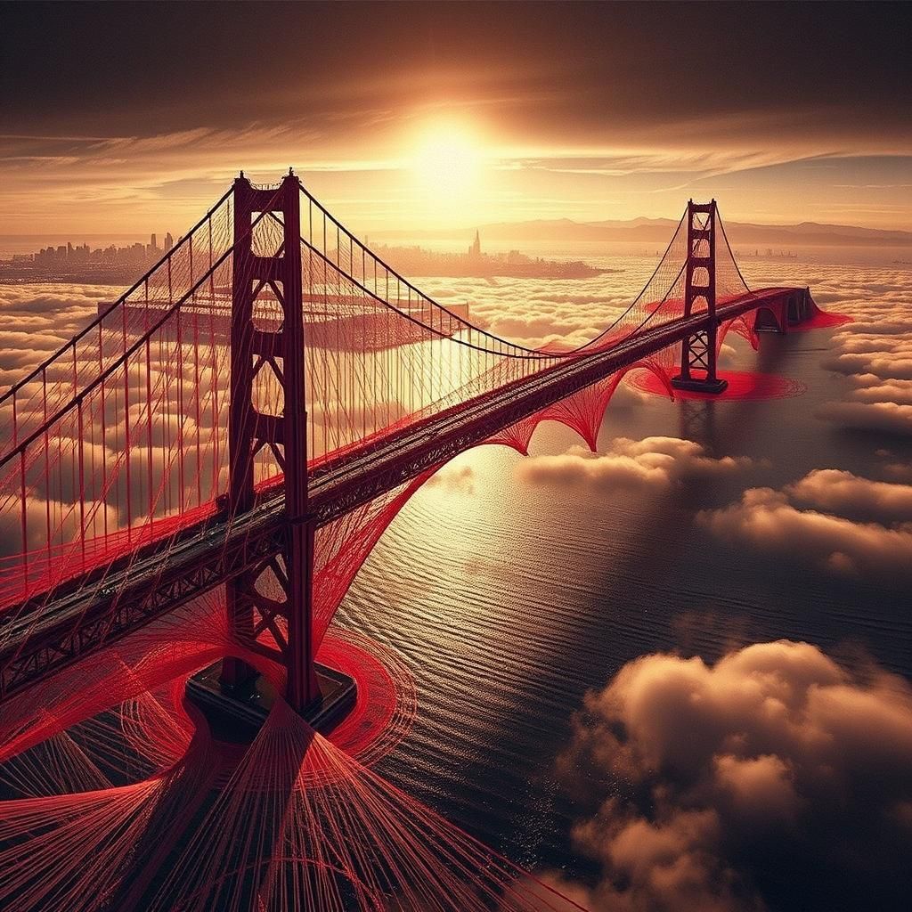 Impossible String Bridge Over San Francisco Bay
