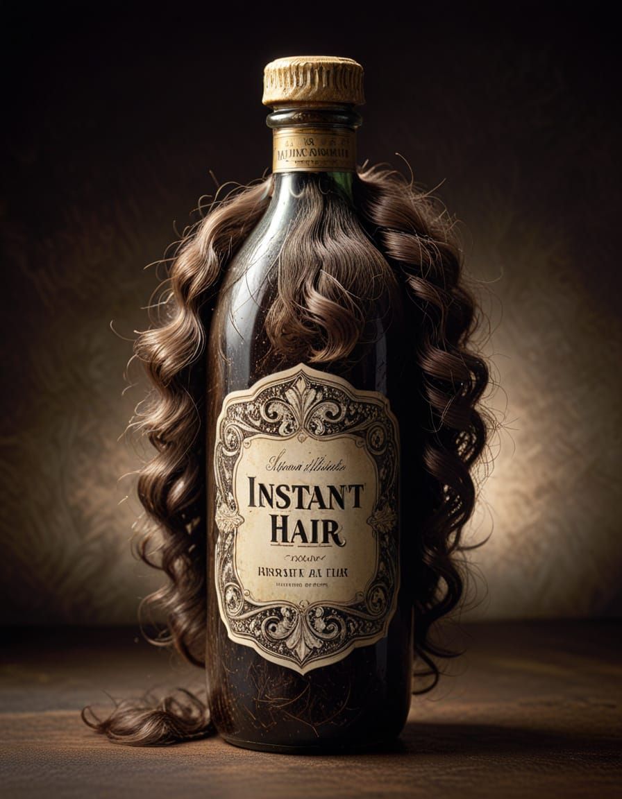 Ornate Bottle Covered in Hair, Advertising Photo