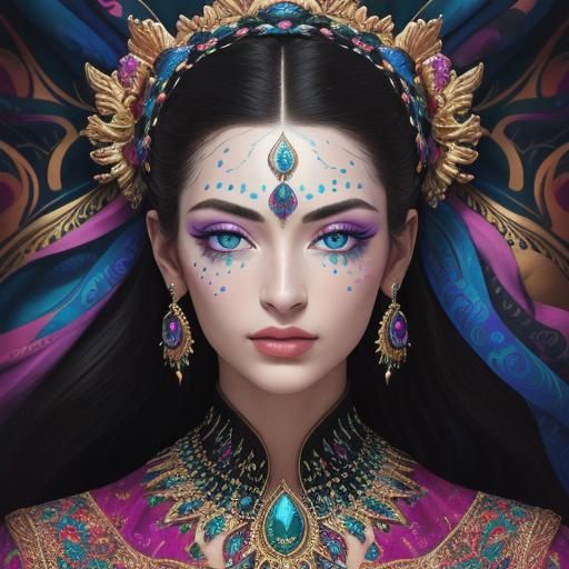 Woman with Heterochromia in Surrealist Digital Art