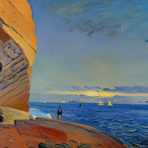 Coastal Rock Carving Inspired by Impressionism