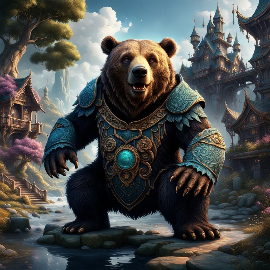 Fantastical Nandy Bear in Detailed Matte Painting