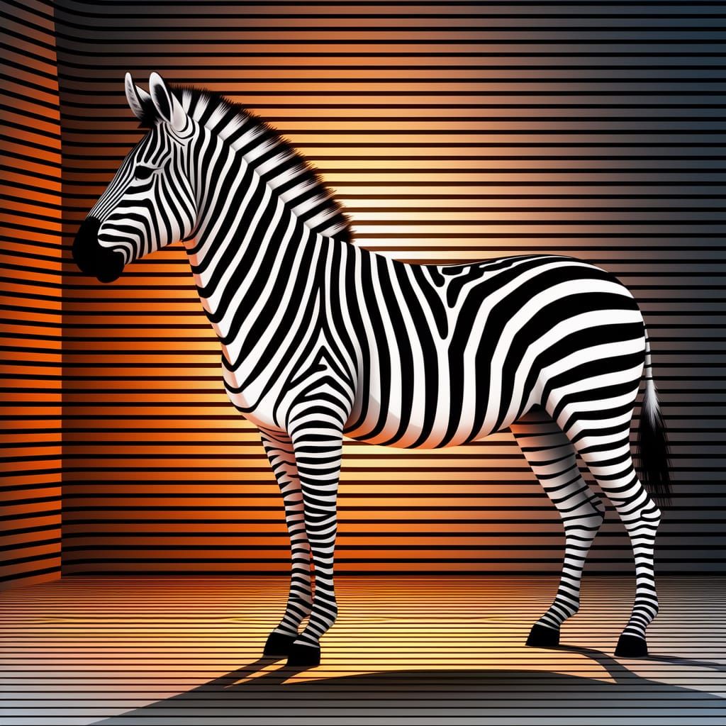 Sleek Zebra Form in Geometric Musical Notes