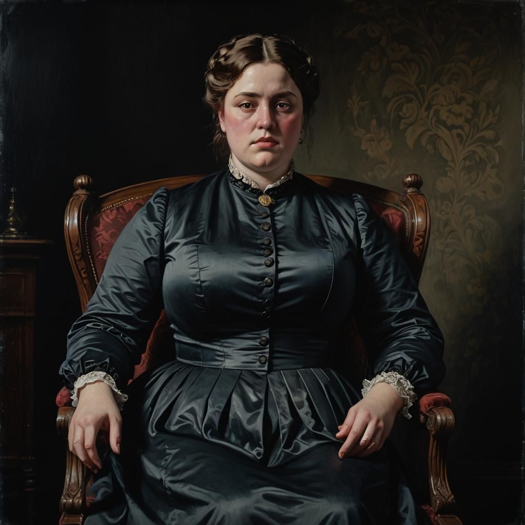 Victorian Woman in Dark Room: Photorealistic Portrait