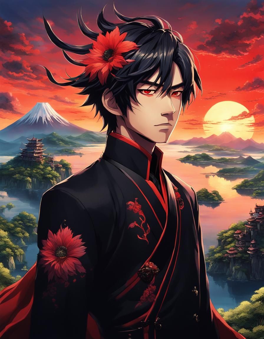 Anime Prince in Mythical Landscape