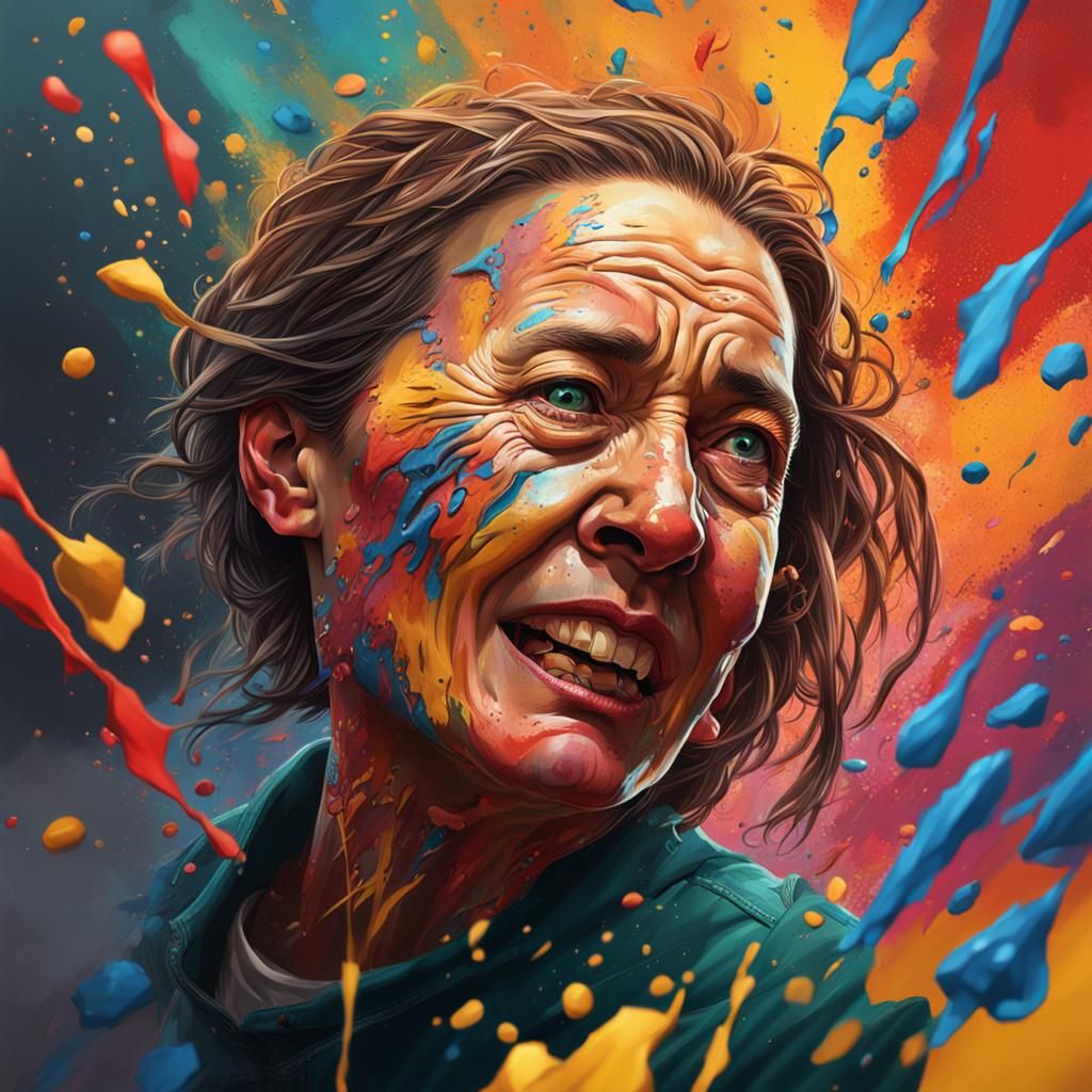 Hyperrealistic Portrait of a Woman with Colorful Accents