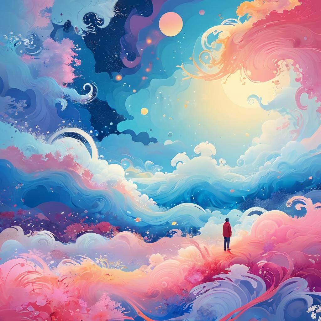 Dreamlike Landscape in Animated Fantasy Style