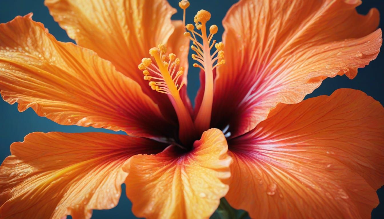 Vibrant Hibiscus in Impressionist Oil Painting Style