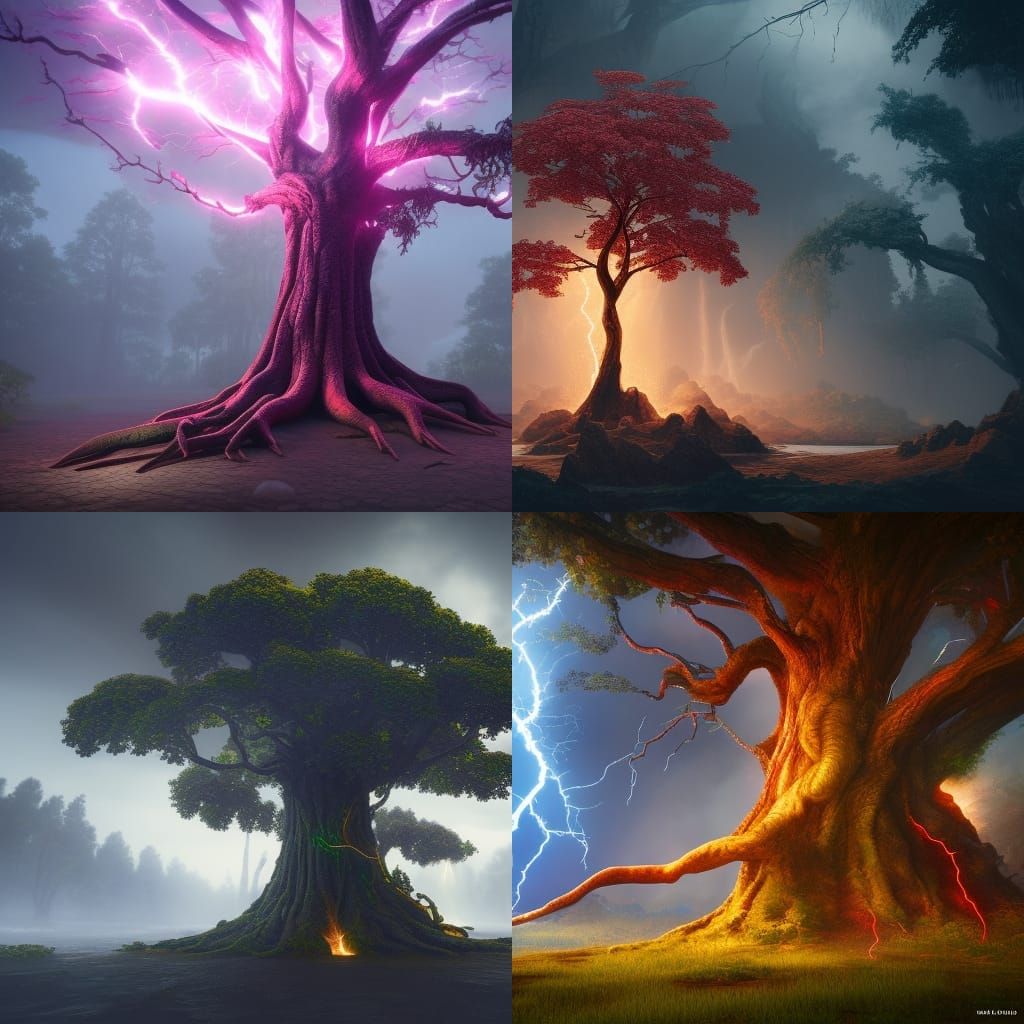 Lightning Strikes the Tree of Life: Matte Painting