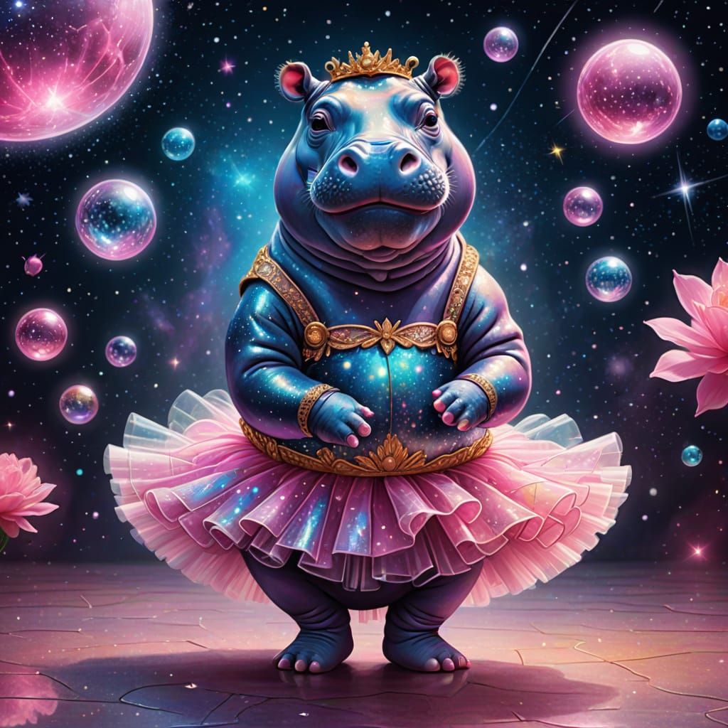 Hippo in a pink tutu and ballet slippers