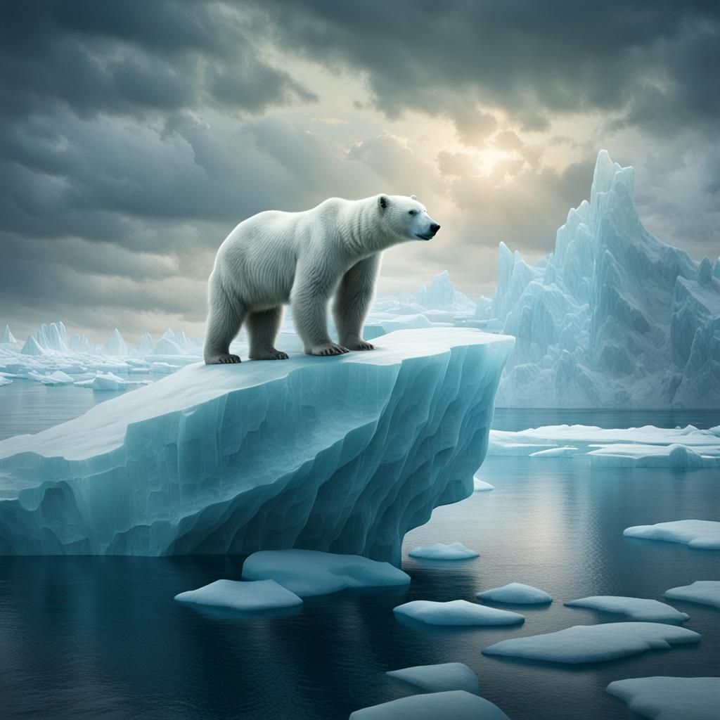 Polar Bear on Iceberg: Epic Cinematic Digital Painting