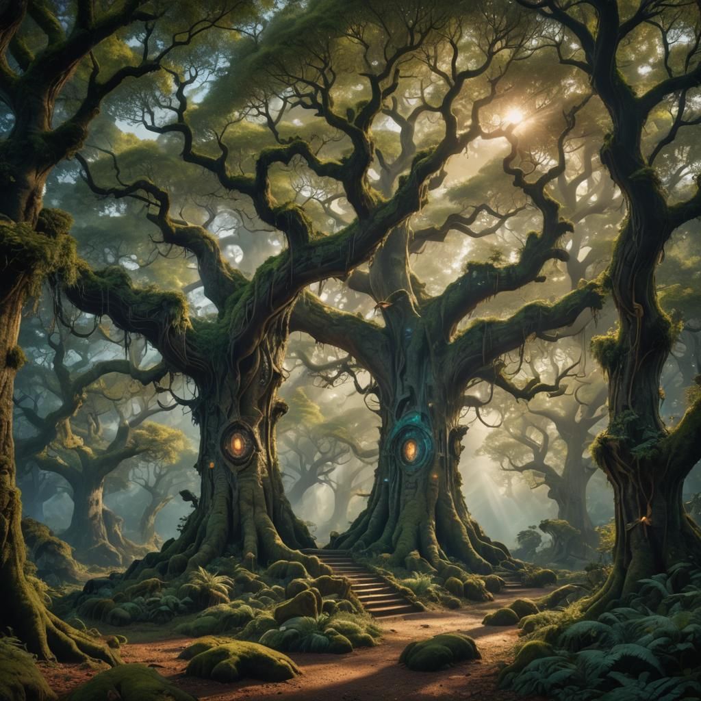 Mystical Creatures in Magical Woodland Digital Painting