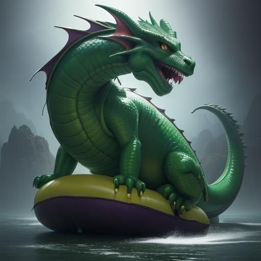 Playful Dragon on Rubber Balloon Sea