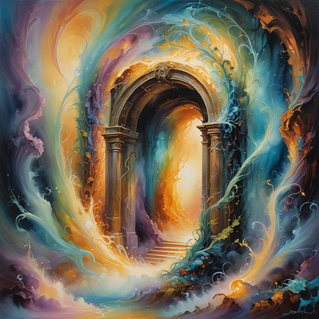 Mystical Glowing Portal in Dreamlike Surrealism
