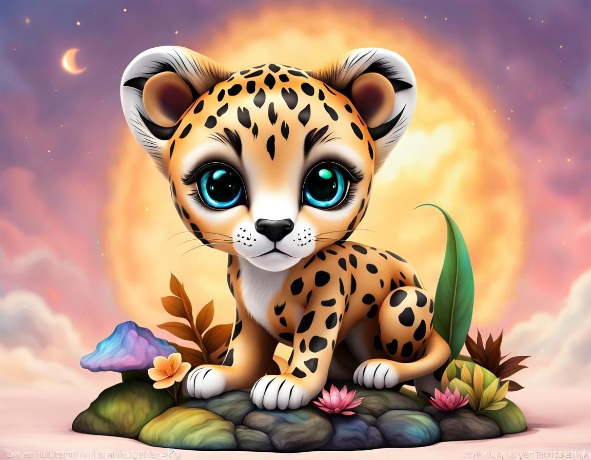 Cute chibi cheetah cub