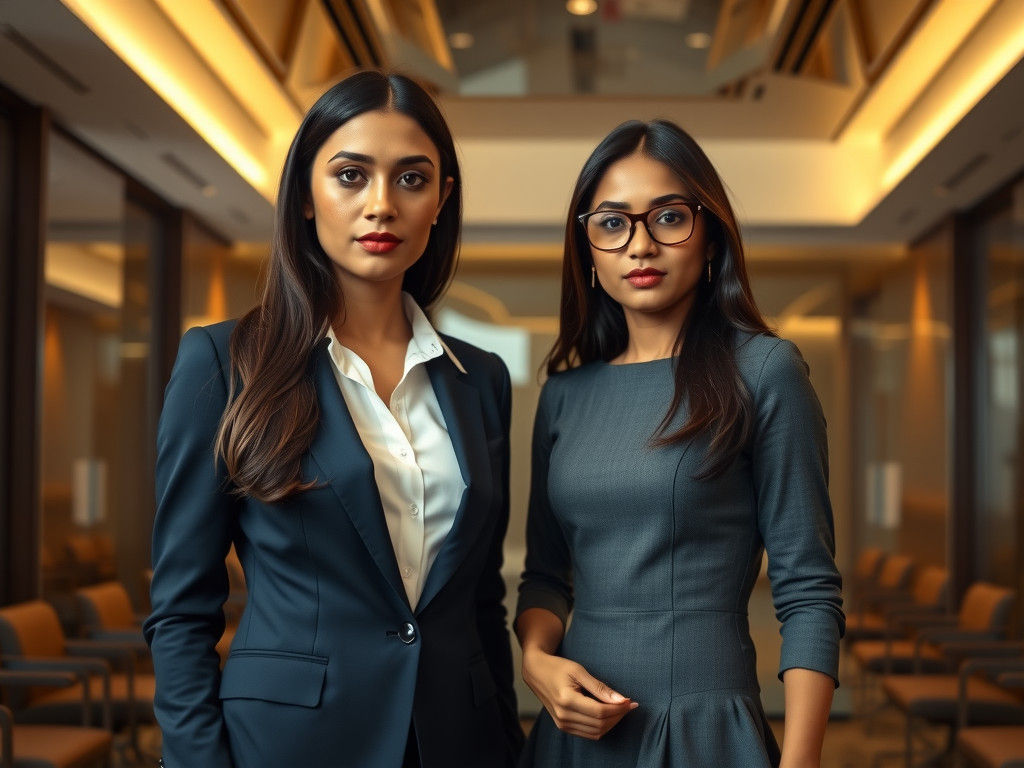 Confident Indian Businesswomen in Sleek Conference Room
