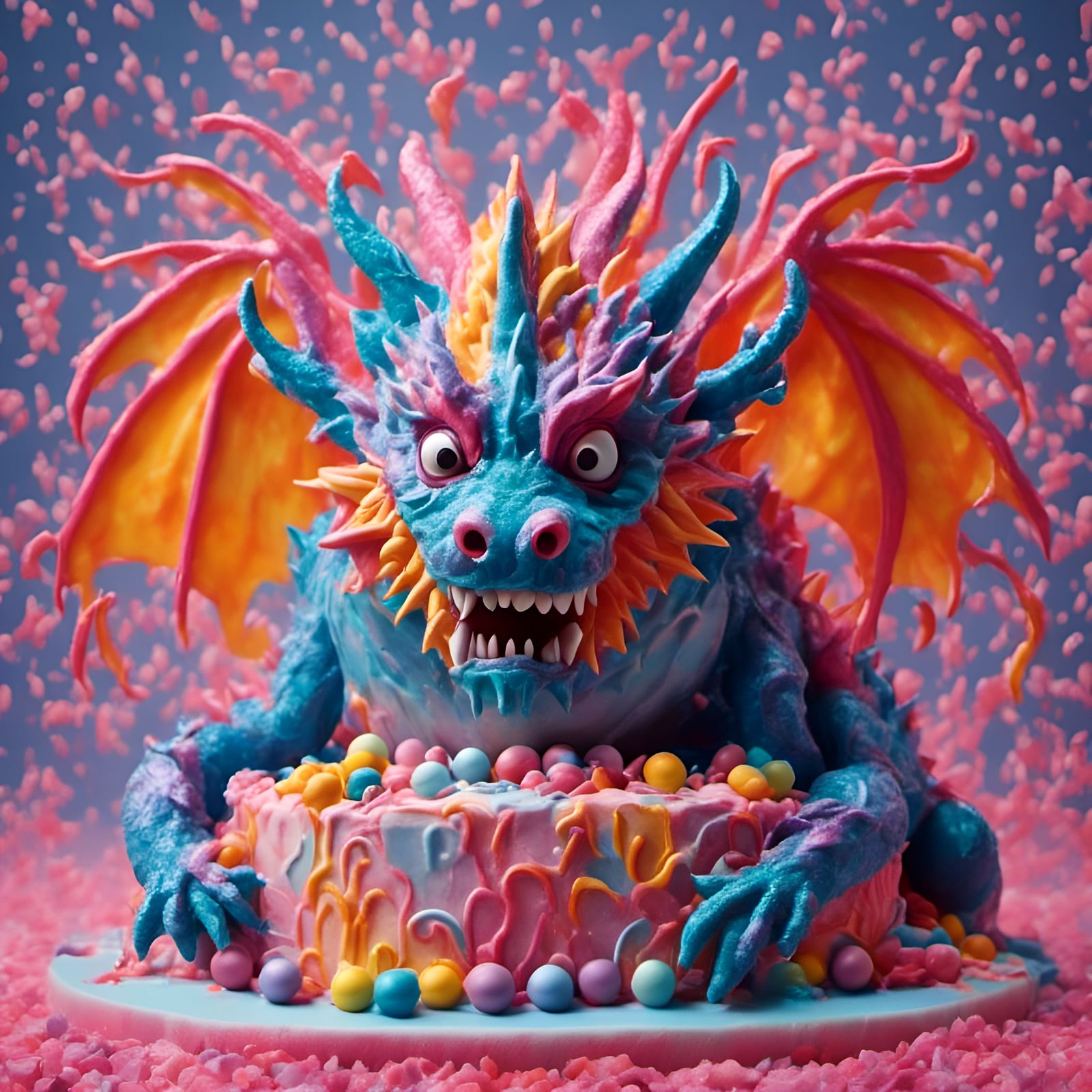 Dragon Cake with Warped Perspective and Icing