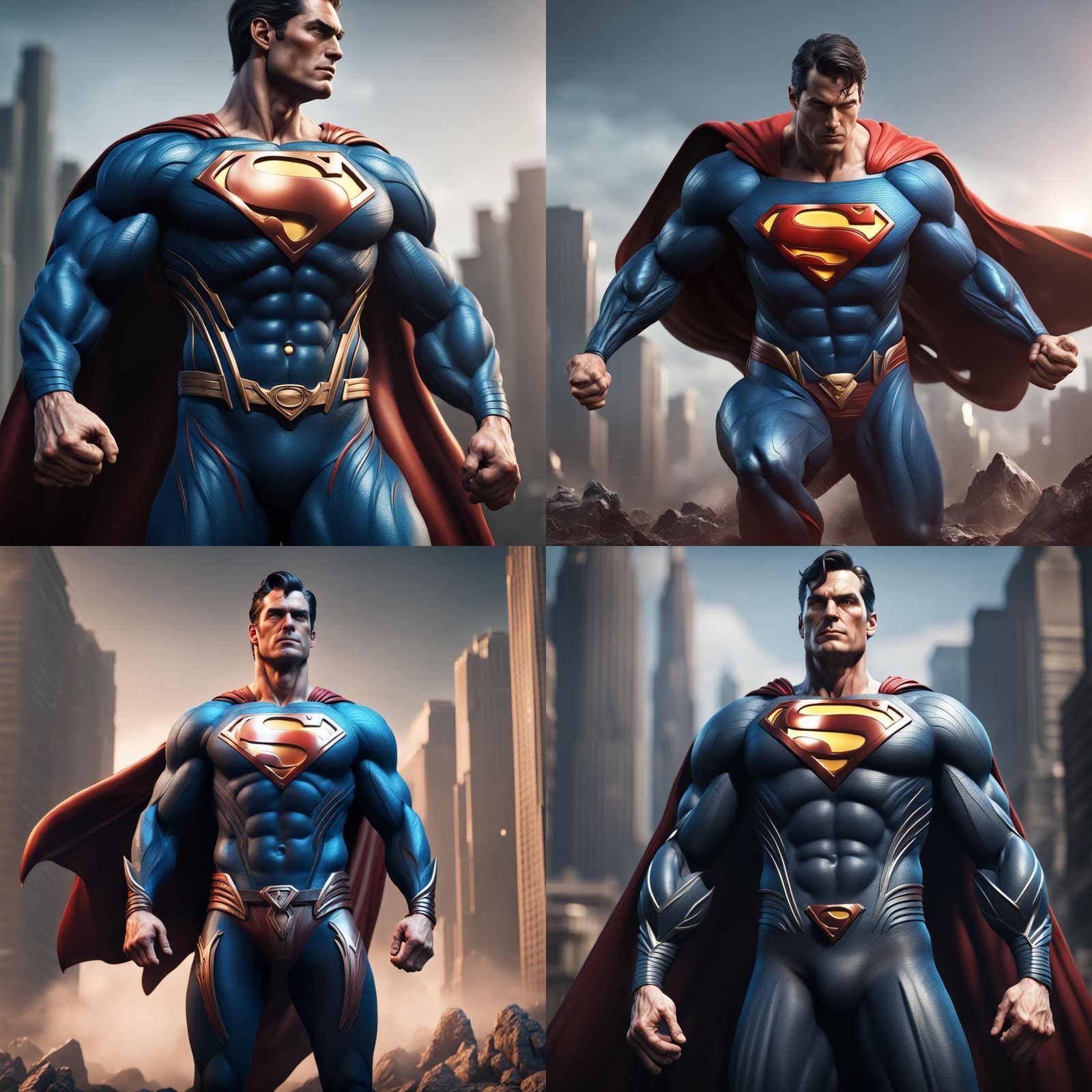 Superman in Detailed Matte Painting Style