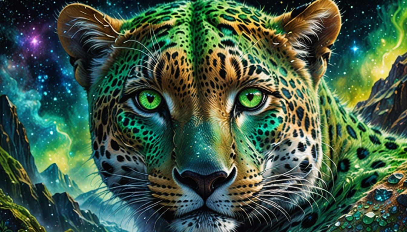 Rock Salt Leopard with Glowing Eyes in Fantasy Art