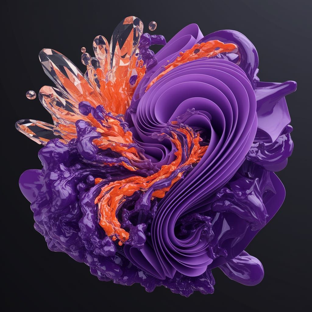 Vivid Purple and Orange Abstract Swirls