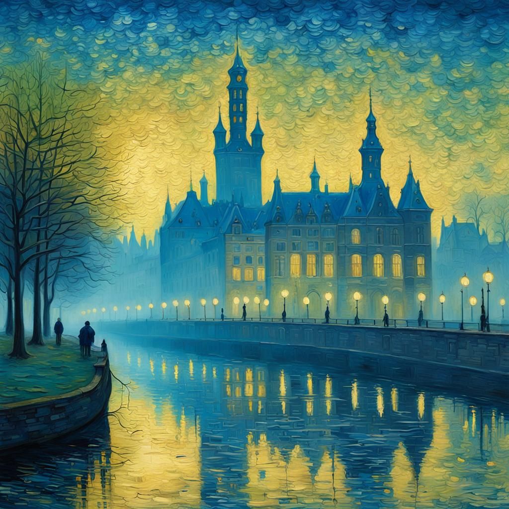 Binnenhof: Van Gogh Style, Blue Mist, Volumetric Lighting